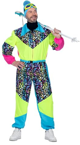 WILBERS & WILBERS 5963 - Traje de esquí para hombre de los años 80, mono neón para après-ski, fiestas temáticas retro, carnaval