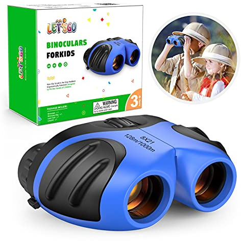 EUTOYZ Regalos de Cumpleaños para Niños de 5 a 9 Años, Binoculares para Niñas Que Aprenden Juguetes Educativos para Niños de 3 a 12 Años, Niñas Azules
