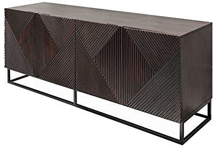 invicta INTERIOR Massives Sideboard CREATIVO 177cm Mangoholz aufwändige Front Retro Design Wohnzimmerschrank Kommode Anrichte