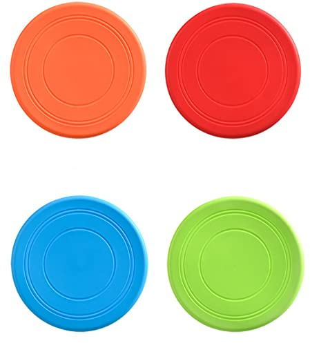 TX Dog Disc 4 stycken hundbrickor, hundleksak frisbee frisbee för hund för hundträning, kasta, fånga, lek