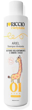 I Love Riccio Curly Kids Shampoo Idratante, Shampoo Delicato Lenitivo e Idratante Per Capelli Ricci Bambini, Formula Antilacrime con Estratti di Avena e Camomilla BIO, 250 ml