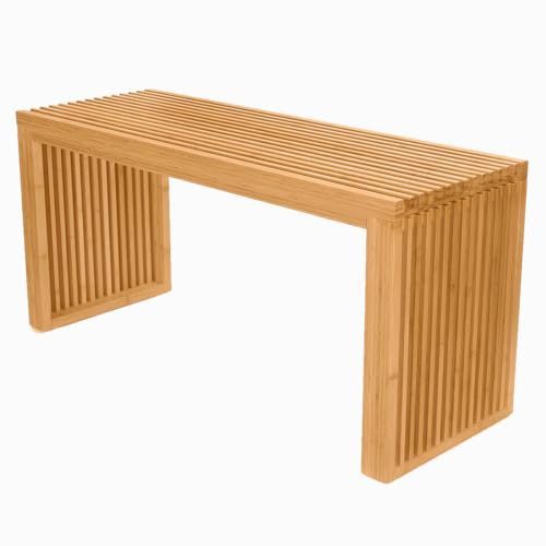 APRTAT Banc de salle à manger en bambou, 88,9 cm, décoration de ferme, banc de table de cuisine, banc à chaussures d'entrée, banc en bambou massif pour salon, couloir, chambre à coucher, salle de bain