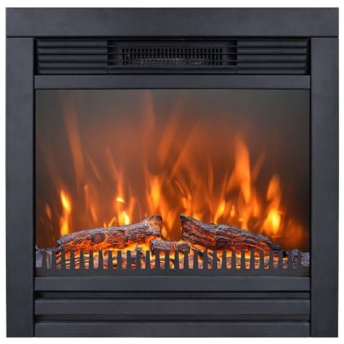 Casa Padrino Lyxig elektrisk inbyggd kamin svart, 62 x 19,5 x H 61 cm – vardagsrumsdekoration, LED-öppen spis med fjärrkontroll – vardagsrumsmöbler – lyxiga möbler – lyxiga elektriska LED-inbyggda