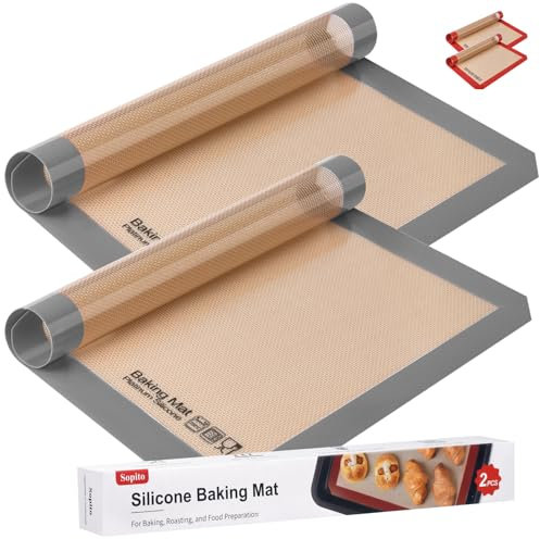 Tappetino da Forno in Silicone, Sopito 2pcs Antiaderente, Tappetino Forno Silicone Sicuro per Gli Alimenti, Resistente Al Calore 248℃ Tappetino Microforato, 41,9x29,5cm, Grigio