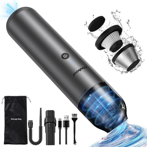 Chuboor Handstaubsauger, Mini-Staubsauger 7000Pa leistungsstark SOG leicht und komfortabel Wiederaufladbarer Handstaubsauger mit HEPA Mehrfachfilterung Autonomie 25 min Wiederaufladbar USB