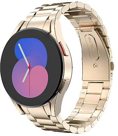 MoKo Metall Armband Kompatibel mit Samsung Galaxy Watch 7 FE 6 5 4 Armband 40mm 44mm/Watch 6 4 Classic 43mm 47mm 42mm 46mm/5 Pro 45mm, Edelstahl Ersatzarmband Uhrenarmband für Herren Damen, Roségold