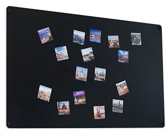 STALFORM Metal Tableau Magnétique Mural Noir 80x50 cm, Plaque Aimanté, Acier Inoxydable, Cuisine, Bureau, Chambre D'enfant, pour Lettres Magnétiques, Chiffres, Notes, Photos