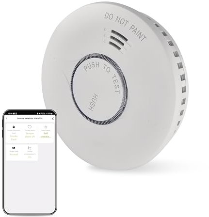 EMOS GoSmart - Smart Home Rauchmelder mit App - WiFi - Feuermelder zur Wandmontage - 85dB Alarm, rot blinkendes Licht, kabellos - für Küche, Wohnzimmer - 10 Jahre Lebensdauer - inkl. Batterie - weiß