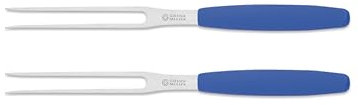 Giesser Messer - Made in Germany - Wurstgabel, Klinge 13 cm, rutschfest, Fleischgabel spülmaschinenfest, rostfrei, stabil, perfekt zum servieren (Blau - 2er Set)