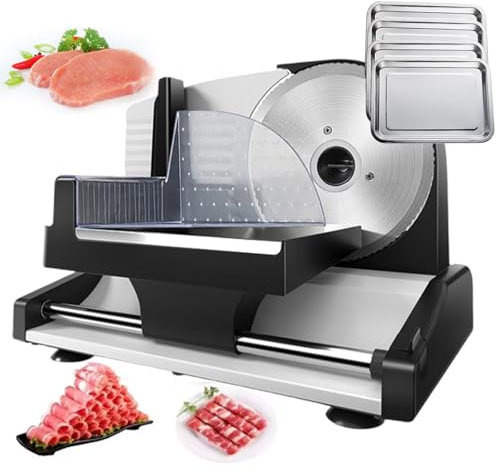WOTZOV Cortadora eléctrica de Alimentos para fiambres y Cuchillos y rebanadoras eléctricas, picadora de Carne con Grosor Ajustable, cortadora para Carne y Verduras