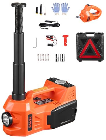VEVOR Cric elettrico regolabile portatile (5 t) con pompa integrata, ricambio per cambio pneumatici con avvitatore a percussione e luce LED, set di cric per berlina SUV camion