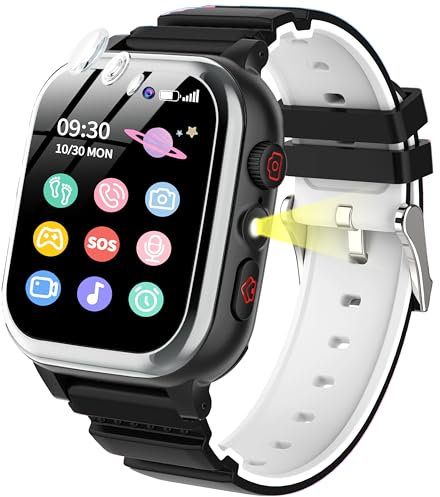 POKUJNFY Smartwatch Bambini 26 Giochi Contapassi Telefono SOS Fotocamera HD Video Player MP3 Musicale Sveglia Calorie Digitale Orologio Bambino Bambina Ragazzi e Ragazze