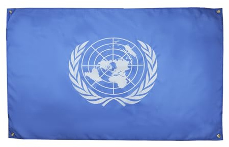 AZ FLAG Bandiera ONU 150 x 90 cm con 4 occhielli, bandiera delle Nazioni Unite per balcone o parete