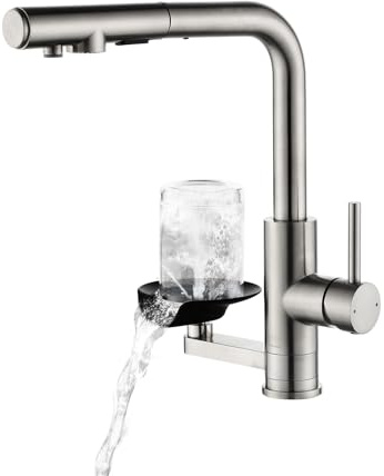 Rubinetto lavello Cucina a 3 vie LakeBayMZC Miscelatore da Cucina per Sistemi Osmosi,Rubinetto Cucina 3-in-1 Lavaglassi Con 2 tipi di getto d'acqua,Girevole a 360°,304 Acciaio Inox