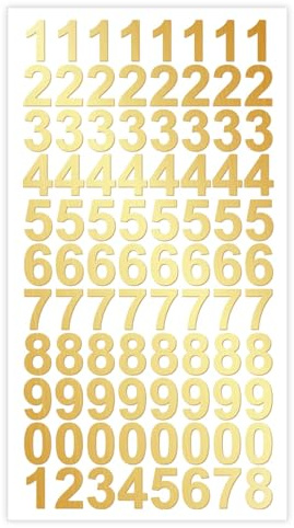 Autocollants numérotés faciles à applique 15 × 10mm, or brillant, 88chiffres adhésifs de qualité supérieure, autocollants numérotés et numéros de 0 à 9, résistants à l'eau et aux intempéries, idéaux
