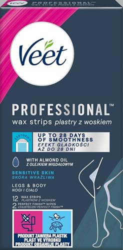Veet Easy-Gelwax Technology - Strisce di cera a freddo per pelle sensibile, 12 pz