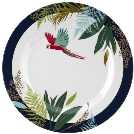 Portmeirion Sara Miller Parrot Melamine Side Plates, Set of 4 - Colorful Tropical Design & Gold Detailing - 8 BPA-Free Shatterproof Salad Tableware for Indoor & Outdoor Dining - Giftable Summer Plate
