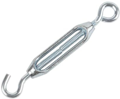 Hardware Solutions Tendeur de fil à crochet et œillet pour chaîne, corde et fil de clôture – M3 (3/16) – Plaqué zinc – Lot de 1