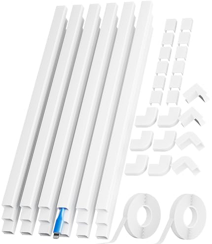 283in PVC Wire Covers for Cords on Wall, One-Cord Cable Concealer Kit, Paintable Cable Raceway Management, Cord Hider, Max for 2 Small Cords for Home Office, W0.59in H0.4in