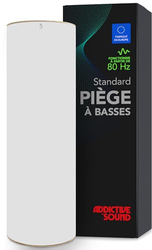 Addictive Sound Piège à Basses Cylindrique Standard - Bass Trap Studio - Laine Acoustique Spécialisée 80-210 Hz - Fabrication UE - Empilable - Garantie 36 Mois - 98cm, Blanc