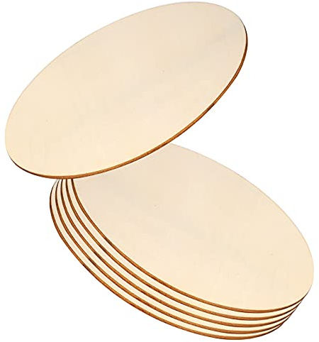 LUTER 8inch 6 Pcs Wood Circles Unfinished Wooden Rounds Discs Cutouts for DIY Crafts, Wooden Circle Sign