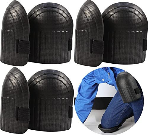BEOIUCZZY Genouillères pour la Maison et le Jardinage, 3 Paires de Coussins en Mousse EVA Légers et Imperméables avec Sangles Adaptables pour le Jardinage, le Nettoyage de la Maison, Noir