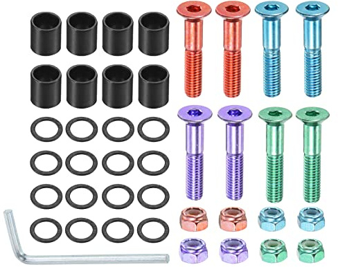 PATIKIL 8Stk 1 Skateboard Hardware Schrauben Bolzen Kit Sechskantschlüssel Teile mit Abstandshalter Unterlegscheiben Muttern Schraubenzieher für Skateboard Rad Zubehör Mehrfarbig