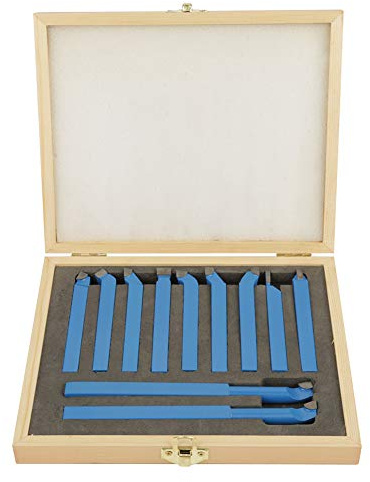 Set di Utensili per Tornitura da 11 Pezzi 8 X 8 Mm, Set di Utensili per Tornitura in Metallo Duro per Saldatura, Fresatura, Taglio per Torni Generali, Macchine Semiautomatiche e