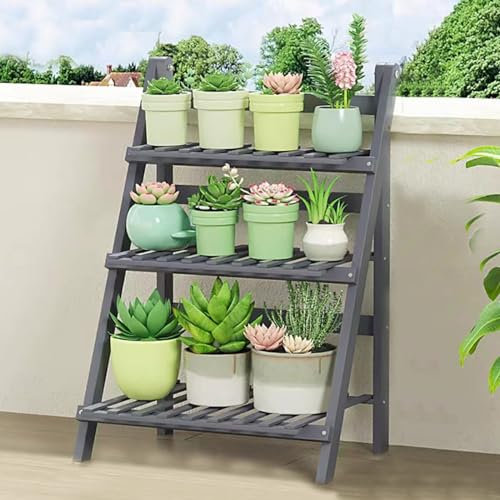 Estantes for Plantas De 3 Niveles, Escalera for Flores De Bambú Estantería Decorativa Soporte De Exhibición De Flores Plegable, for Balcón Interior Sala Decoración De Jardín (Size : 50 * 34 * 77cm)