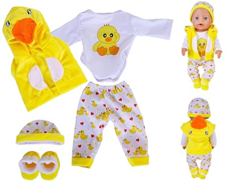 Ropa de Muñecos para Muñecas 35-43 cm, Ropa para Muñecas, Amarillo Conjunto de Ropa de Muñeca 14-18 Inch, Juego de Disfraz de Muñeca para Niños y Niñas, Accesorios para Muñeca(no muñecas)