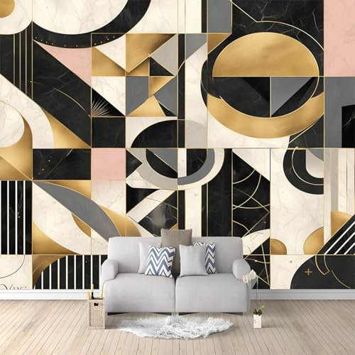 Murales Papel Pintado Salon Mármol Geométrico Multicolor 350x256 cm Fotomurales 3D Tejido No Tejido Papel Tapiz Fotográfico Decorativos Murales Dormitorio Oficina Hotel