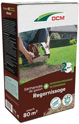 DCM Semences de Gazon Plus Récupération 1,2Kg - 80 m² - Semences de Gazon pour Réparation et Resemis avec Alimentation Bio de Démarrage - Récupération Rapide et Enracinement Fort