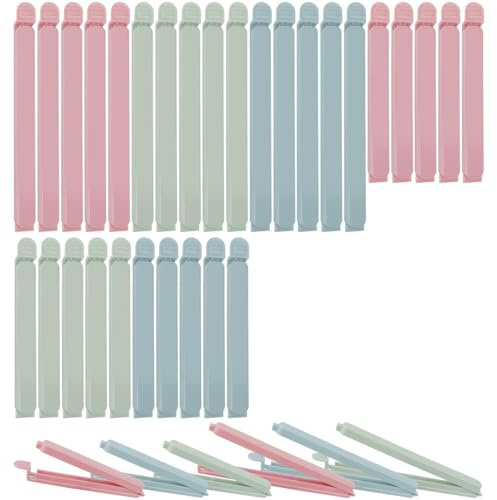 OWill Food Clips Bag for Freezer Storage, 30 Pcs, 3 Colors, Reusable Plastic Kitchen Sealing Clips (2 Sizes)