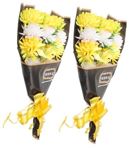 HEALEEP 2pezzi Fiori Artificiali Per Cimitero Bouquet Decorativo Simulazione Per Commemorare Tuoi Cari Da Eleganti Per Decorazioni Di Lapidi e Monumenti