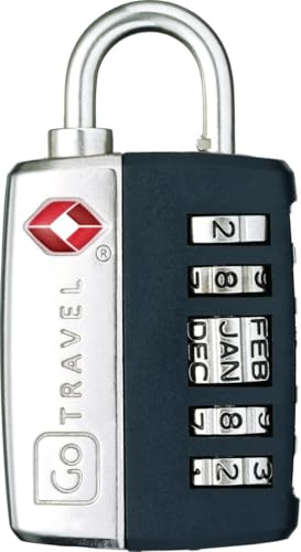 Go Travel TSA Luggage Lock - My Date Combination, for Suitcases | Keeps your suitcase secure through airport security - approved padlock inspectable without being cut. Ref 354.101.