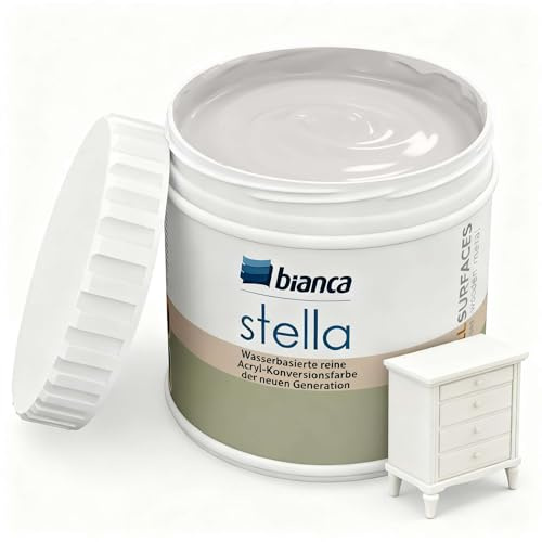 Bianca Stella Pintura para muebles sin lijar, pintura perfumada a base de agua para muebles de madera, armario de cocina, mesa, silla, color blanco polvo, brillante, resistente a los arañazos, alta