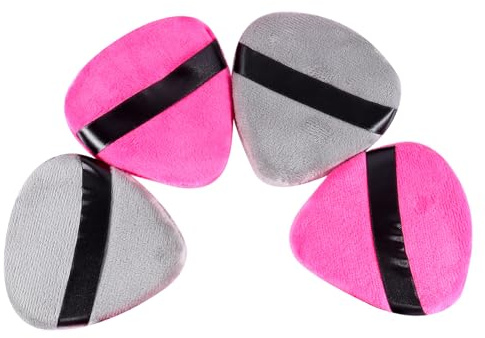 Alipis Lot de 4 Houppettes à Poudre de Goutte D'eau, 100% Coton, Couleurs Rose Fuchsia et Gris, pour Poudre Visage et Corps, Coussin Cosmétique Léger et Portable, Accessoires Maquillage