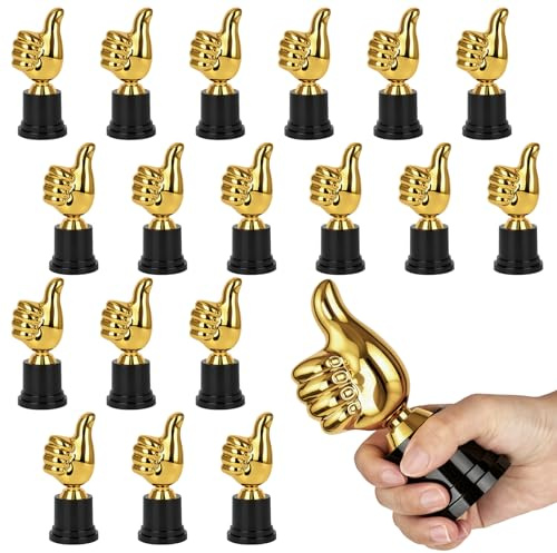 bssmmai Lot de 18 trophées dorées en plastique, mini sculpture pour doigts, récompenses pour fête sportive, gagnant, fête, anniversaire
