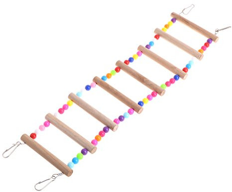 Girasool 1 x Vogelspielzeug für Papageien, Leitern, Kletterspielzeug, zum Aufhängen, bunte Bälle mit natürlichem Holz, Papageienspielzeug, Käfigzubehör (8 Leitern).