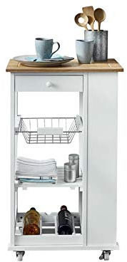 Phoenix Nizza serveringsvagn, vagn, köksvagn, MDF lackerad, vit, 50 x 86 x 37