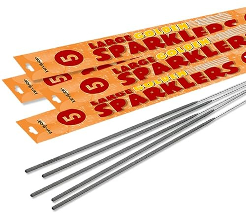20 x 25cm (10) Handheld Large Golden Sparklers (20 Sparklers (4 Packs))