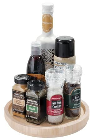 iDesign The Home Edit Series, Lazy Susan con borde elevado, madera, natural