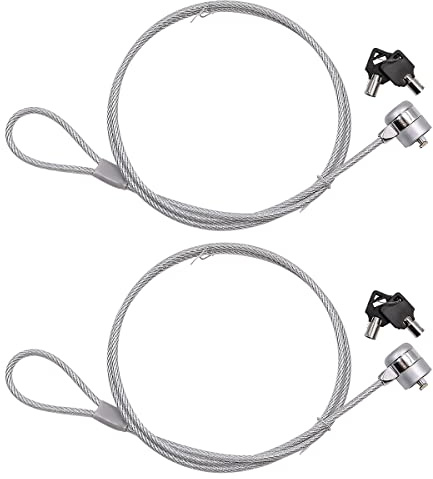 NUZAMAS - Lucchetto per laptop con cavo, 2 chiavi, cavo resistente al taglio, lunghezza 1,2 m, lucchetto di sicurezza per computer portatile, adatto per lavoro, ufficio e casa