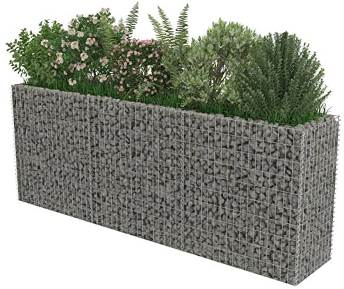 Keketa Gabbione Letto Rialzato in Acciaio Zincato Gabbione con Letto Gabbione Pietra Cestino Fioriera Gabbione in Acciaio Metallo Fioriera Gabbione Grande 270x50x100 cm