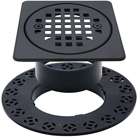 4 Inch Drain Grate Kit Compatible with Schluter Kerdi-Drain Flange Square Shower Floor Drain SS304 Stainless Steel and ABS Material - CUPC Certification, Matte Black