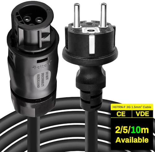 Betteri BC01 Stecker 2M/5M/10M Balkonkraftwerk Kabel - AC Verlängerungskabel mit Buchse auf Schuko Stecker, IP68, Geeignet für Mikrowechselrichter Hoymiles Deye Envertech Huayu Bosswerk NEP TSUN 【10M】