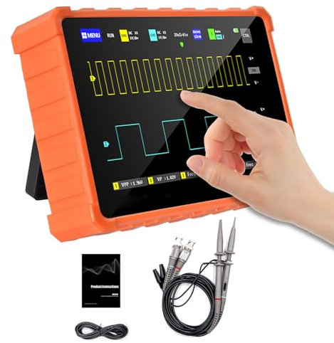 Tablet Oscilloscope 2 Channel, 100Mhz Digital Oscilloscope, 1GSa/s Sampling Rate, 240kbit Memory Depth, 7 Touch Screen, Auto/Nomal/Single Trigger Mode for DIY, Home Use, Car Repair