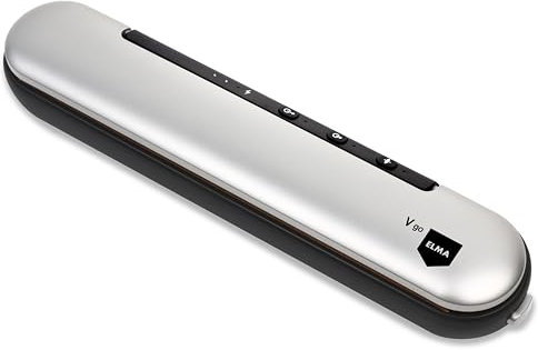 ELMA Envasadora al vacío Doméstica V Go para Envasar Alimentos Secos | Inalámbrica sin Cables | Barra de Sellado 30cm, 37,6 x 7,8 x 5,8 cm | Incluye accesorios y 1 Rollo de Bolsas Gofradas