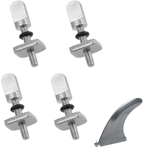 MAEXUS 4 stycken surfbräda, finskruvar, 316, rostfritt stål, M4, surfbrädeskruvar med silikonring, fenlåsskruv, universella surfbrädeskruvar för SUPs och longboards