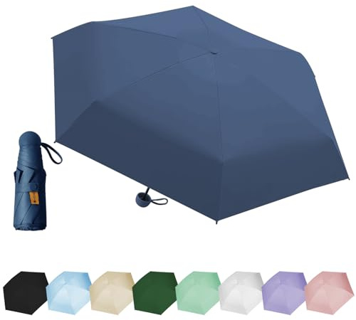 EEPLUYTY Regenschirm, Sechs-Knochen-UV-Schutz für den Außenbereich, Sonnenschutz-Regenschirm, regen- oder sonnenschein-geeignet (königsblau)